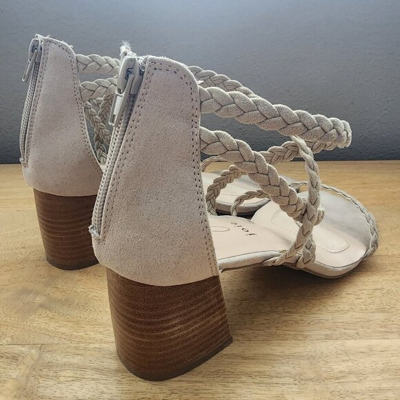 Joie Felina Taupe Cream Beige Square Toe Braided Strappy Block Heels Womens 8 - Picture 8 of 10